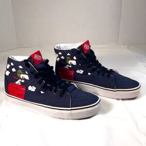 Vans X Peanuts Blue Snoopy Red Baron Flying Ace Skateboard High Unisex Sneakers